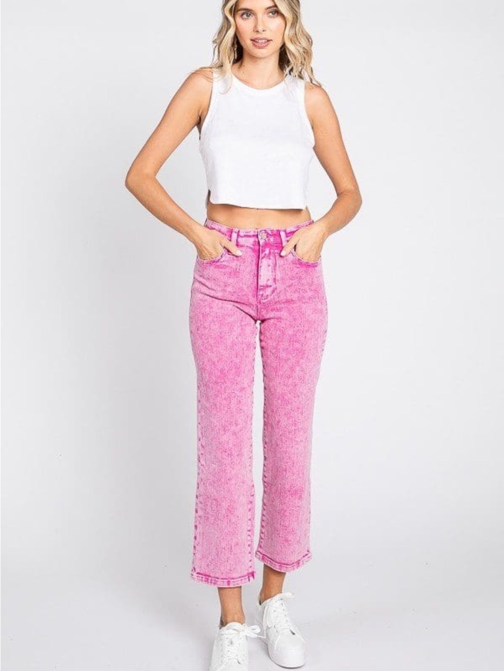 Women’s Petra 153 Pink High-Rise Straight Jeans